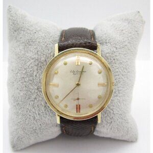Vtg Jules Jurgensen 14K Yellow Gold Mechanical Analog 32mm Round Watch (H215)